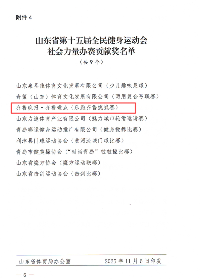 开云在线开户-齐鲁晚报·齐鲁壹点获第十五届全民健身运动会社会力量办赛贡献奖|山东省|赛事|公益_新浪新闻